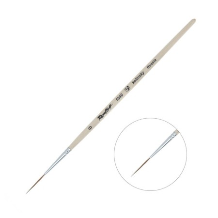ROUBLOFF brush of columns, series 1040 No. 00, short handle is saturated with varnish, white clip