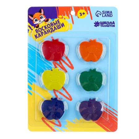 Wax pencils "apples", set of 6 colors-1