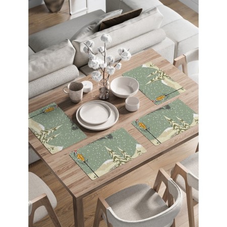 A set of napkins for setting the table "Santa on the way", rectangular, rounded edges, size 30x46 cm, 4 pcs