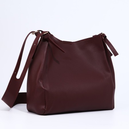 Button bag bag, burgundy color-3