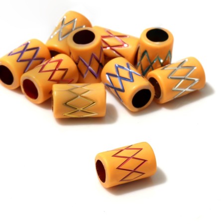 Bead "Ornament" zigzags, 1.1 × 0.7 × 0.7 cm, set 10 pcs., Orange-brown color-1
