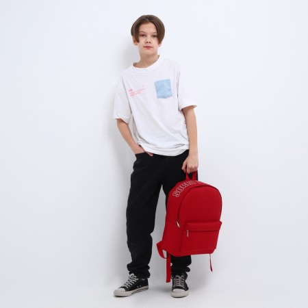 School textile backpack with print on the upper part of the sorry, 38x29x11 cm, burgundy color-11