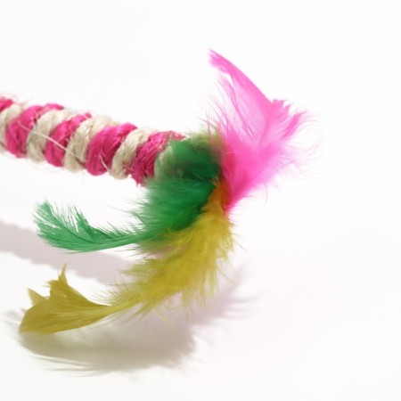 Domestican for cats "double fluff", with a ball and a sisaler winding, 32 cm, pink/white-2