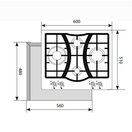 The hob Lex GVE 643C IV, 4 burners, gas, beige-3