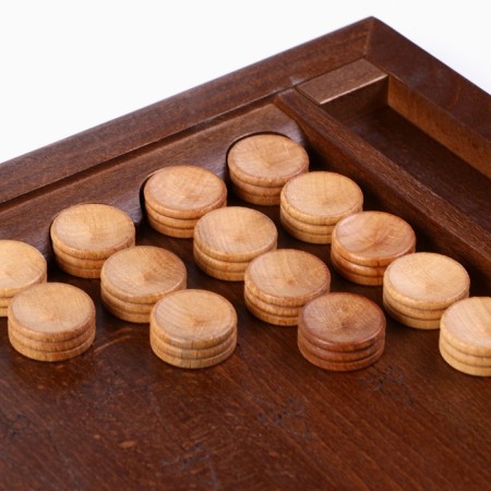 Carved backgammon "Bears in the Forest", a board of the beech array, patina, 50 x 58 cm-7