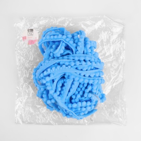 Decorative braid with pompons, 12 ± 2 mm, 9.1 ± 0.5 m, blue color-2