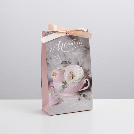 Gift package with a ribbon, packaging, “the most dear person”, 13 x 23 x 7 cm