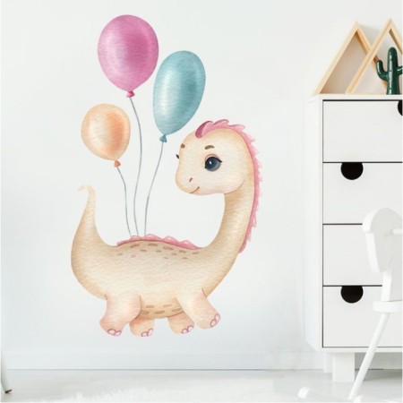 Sticker Plastic Interior color "Dinosaur with balloons" 30x60 cm
