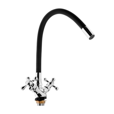 Kitchen intake Zein Z2104, two -wound, silicone spout, black/chromium-4