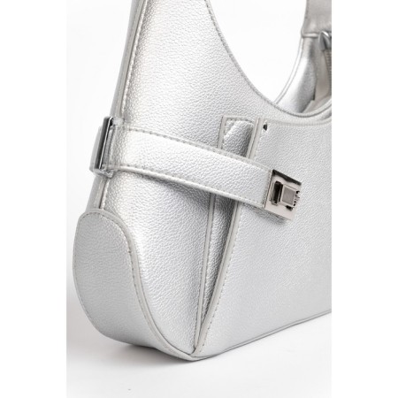 Women's bag with zipper, silver color-3