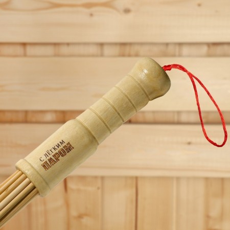 Massage broom for a bathhouse with thick rods "with light steam", 57 cm-2