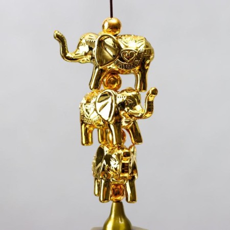 Wind Music Metal "Three Gold Elephants" 6 bells 55x8x8 cm-1