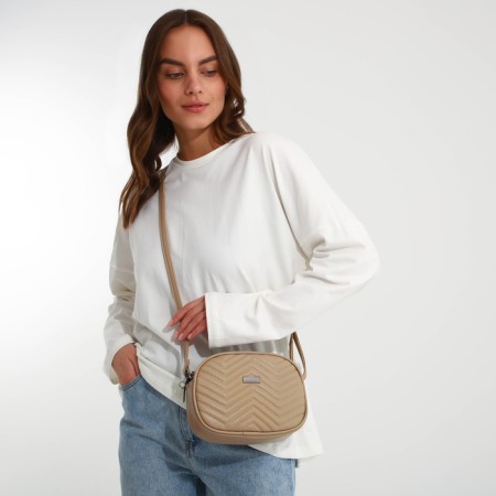 Bag Women's Cross-Bodi with a zipper, beige color-6