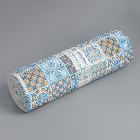 Bathroom mat “Transfiguration”, width 80 cm, roll 15 m, color orange-blue-4