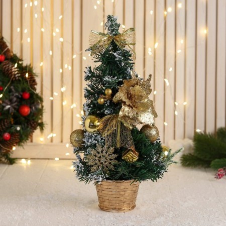 Christmas tree decor "festive" flower gift, 16x39 cm, gold