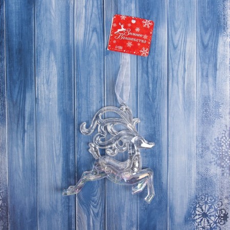 Jewelry decoration "Deer Rogs" 12x11 cm, transparent overflow-2