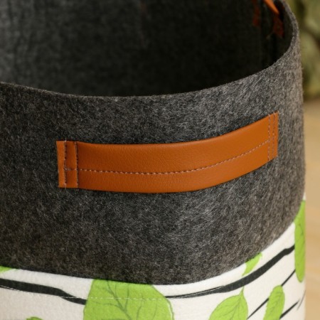 Organizer for storage with side handles, print Birch, Gray, 28x28x26 cm-2