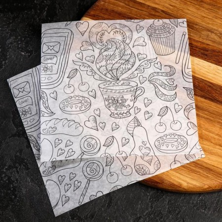 Pajilized paper "breakfast", in sheets, 0.18 x 0.18 m-1