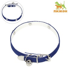 Velvety collar with hearts, 32 x 1 cm, Osh 23-29, textiles and leatherette, blue