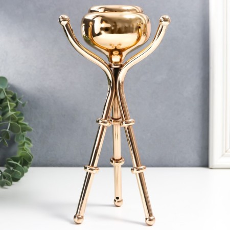 Summary Metal for 1 candle "Trinoga with a dome" gold 24x13x13 cm-3