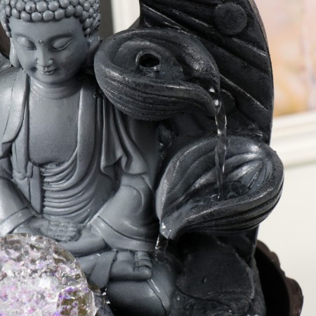 The desktop fountain from the network, backlight "Buddha in gray with jugs" 20x20x30 cm-4