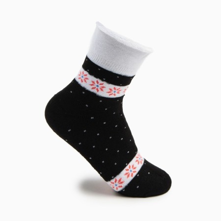 Women's socks "Snowflakes", black color, size 23-25
