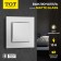 Tot Matte Glass switch, 10 a, 1 cl., Hidden, glass, silver