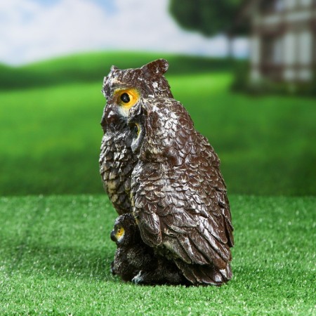 Garden figure "Owl - Family" Brown 23x21x15cm-1