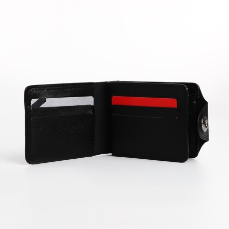 Male purse for magnet, department for bills, for maps, for coins, black color-4