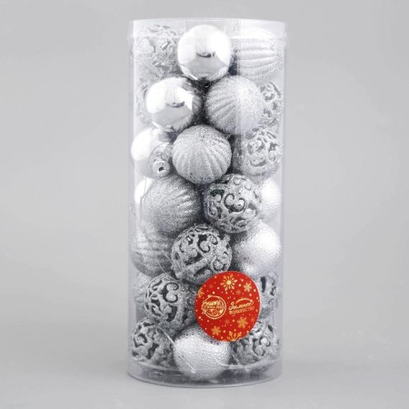 Set of balls plastic D-4 cm, 35 pcs "Eide dayshail" silver-1