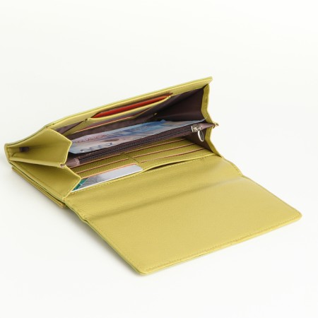 Women's wallet on magnets, yellow color-4