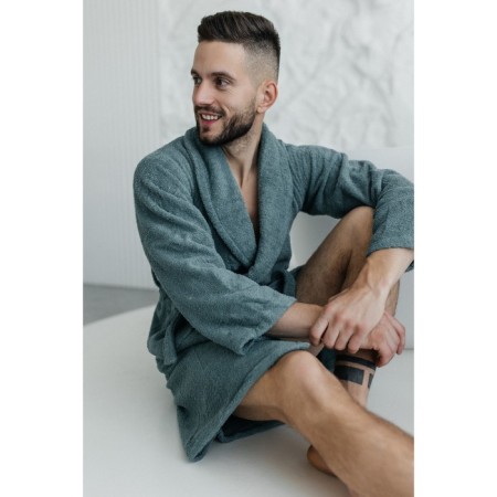Tainted male bathrobe, size 48, green color-10