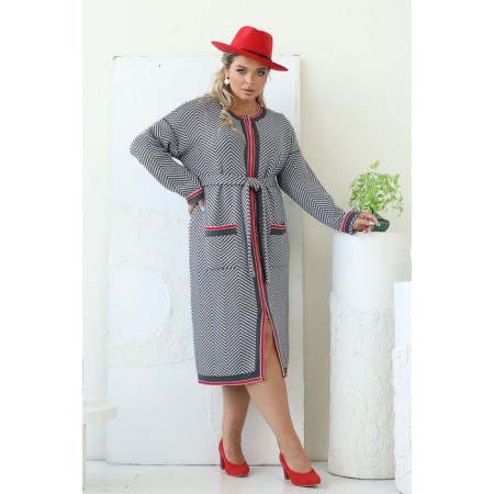 Cardigan female, size 58, gray color-3