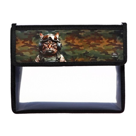 A5 notebook folder (230 x 190 x 50 mm), with Velcro valve, plastic/textiles, calligrata, "cat camouflage"-1