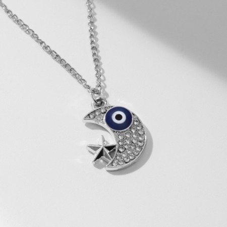 Pendant-cooker "month" with a star, white-blue color in silver, 40 cm