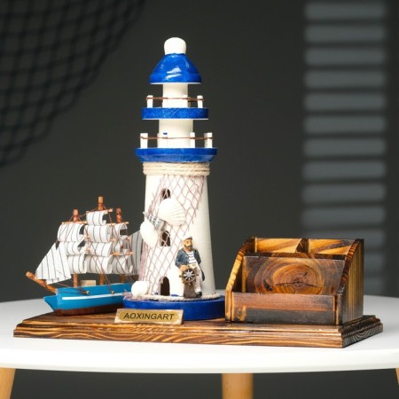 Set of desktop "Mayak": stand for pens, business card holder, 14 x 30 x 27 cm-5