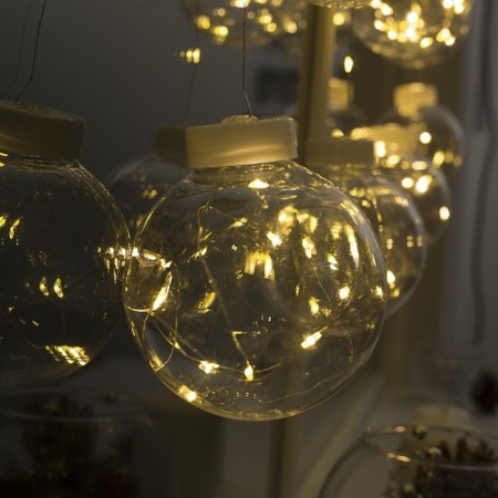Garland “fringe” 2.5 × 0.7 m dews with nozzles “balls”, ip20, silver thread, 150 LED, glow warm white, 12 V-4