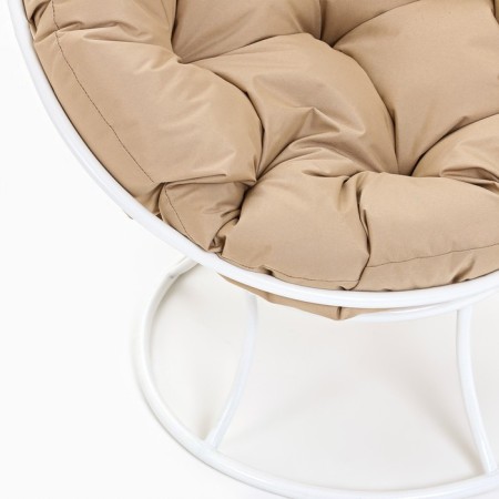 Armchair "Papasan" mini, with beige pillow, white frame, 81x68x77cm-2