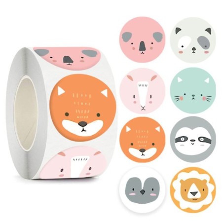 Stick Paper "Beast - Round Muzzles" D = 2.5 cm 500 pcs in a roll 3x6.5x6.5 cm