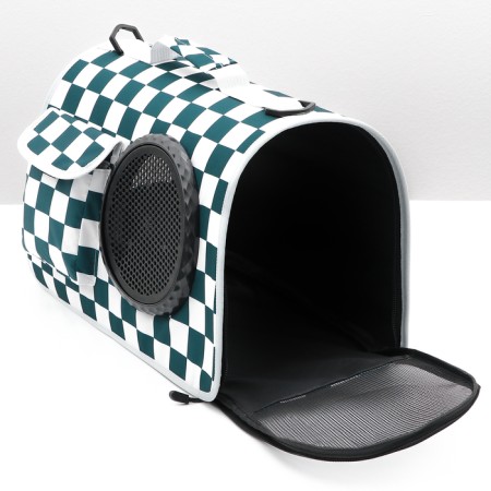 Overnight bag with organizer and porthole, 43 x 24 x 28 cm, white/green-11