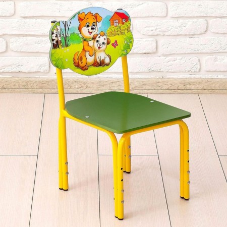 Children's chair "Mom and baby", adjustable, green color, yellow