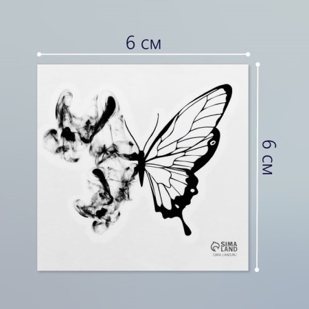 Tattoo on the body Black "black butterfly" 6x6 cm-1