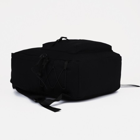 School backpack from textiles on lightning, 3 pockets, black color-2