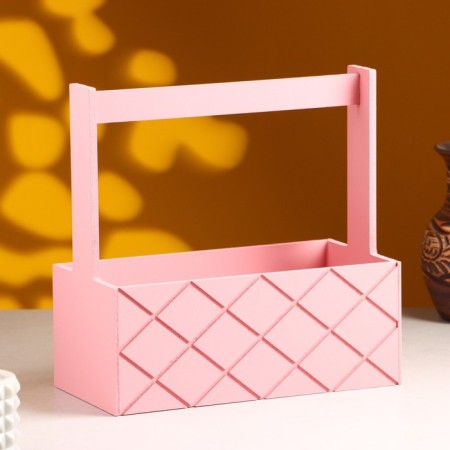 Wooden Kashpo "Hellas Large, Pesh", with a pen, 25 × 12.5 × 10 (25) cm pink coral