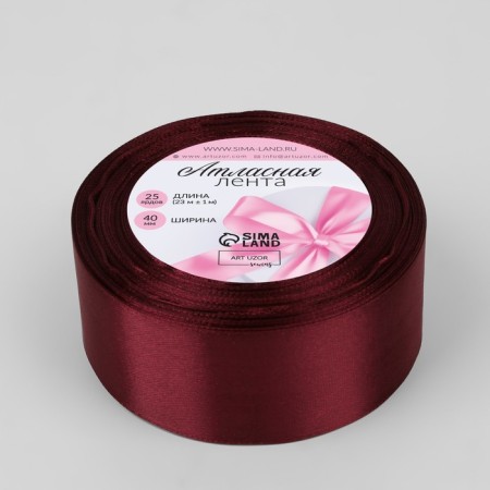 Satin tape, 40 mm × 23 ± 1 m, wine vene-1