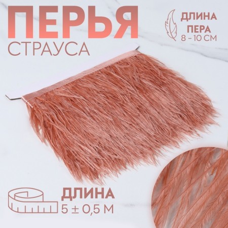 Braid with ostrich feathers, 8-10 cm, 5 ± 0.5 m, salmon color