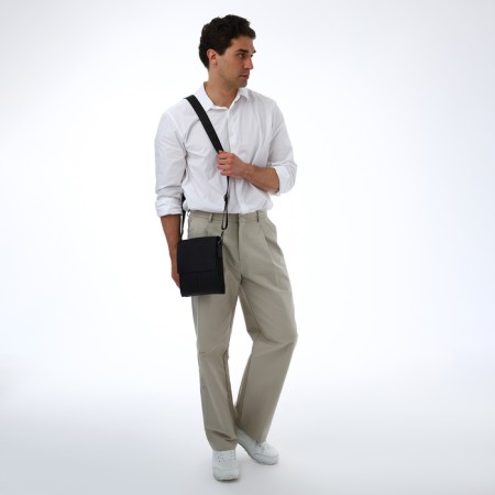 Male bag over the shoulder, Textura, external pocket, black color-8