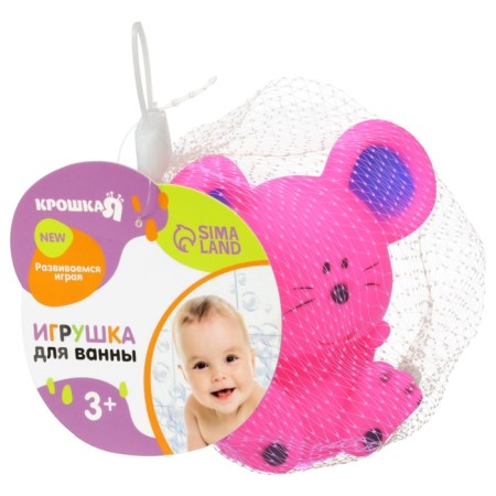 Rubber toy for the bath "Mouse", 9 cm, with a squeak, color mix, crumb I-12
