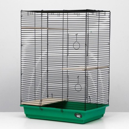 Cage for chinchillas "Pigger" No. 7, with 3 wooden floors, 58 x 40 x 82 cm, emerald-2