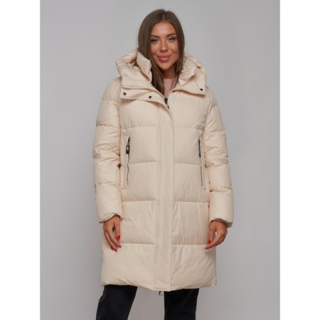 Coat insulated winter female, size 42, beige color-8